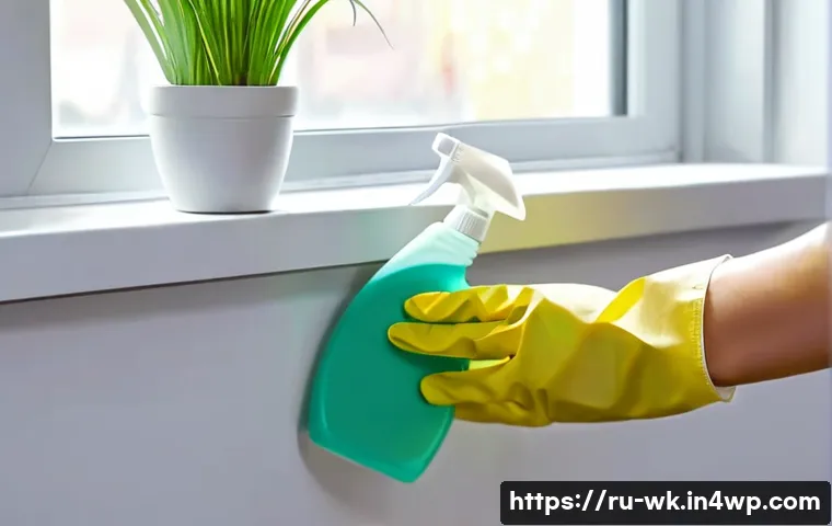 해충 방제 시 발생할 수 있는 위험 요소 - A detailed indoor scene showing a modern Russian apartment living room during pest control treatment...