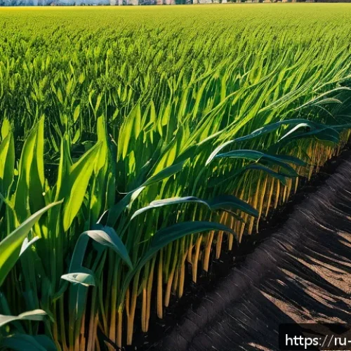 Home 33 해충 방제를 위한 유기농 농법의 변화 - A vibrant organic farm scene showcasing a diverse crop rotation system between golden wheat fields a...