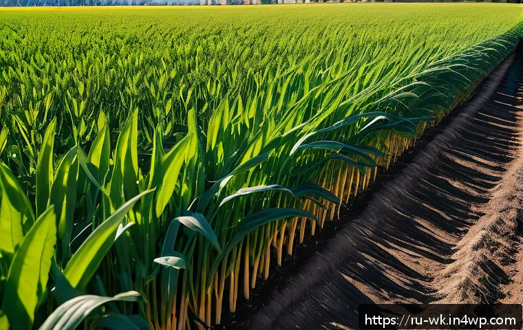 해충 방제를 위한 유기농 농법의 변화 - A vibrant organic farm scene showcasing a diverse crop rotation system between golden wheat fields a...