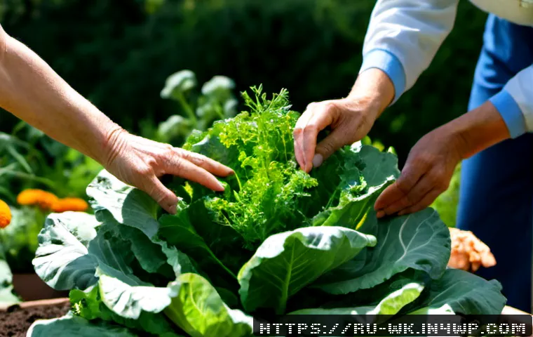 Home 17 해충 관리의 유기농 접근법과 그 이점 - Photorealistic Russian backyard vegetable garden in early summer, an older gardener in practical wor...